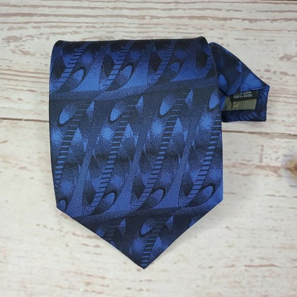 Rare Alexiano %100 Silk Hand Crafted Blue Drip Design Designer Tie - Picture 1 of 12